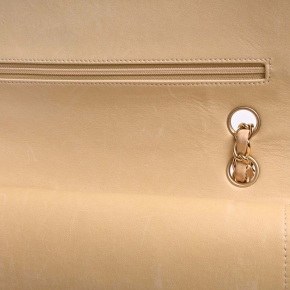 CHANEL Leather Matelasse Coco Mark W Flap Chain Shoulder Bag Beige Women's - Picture 10 of 10
